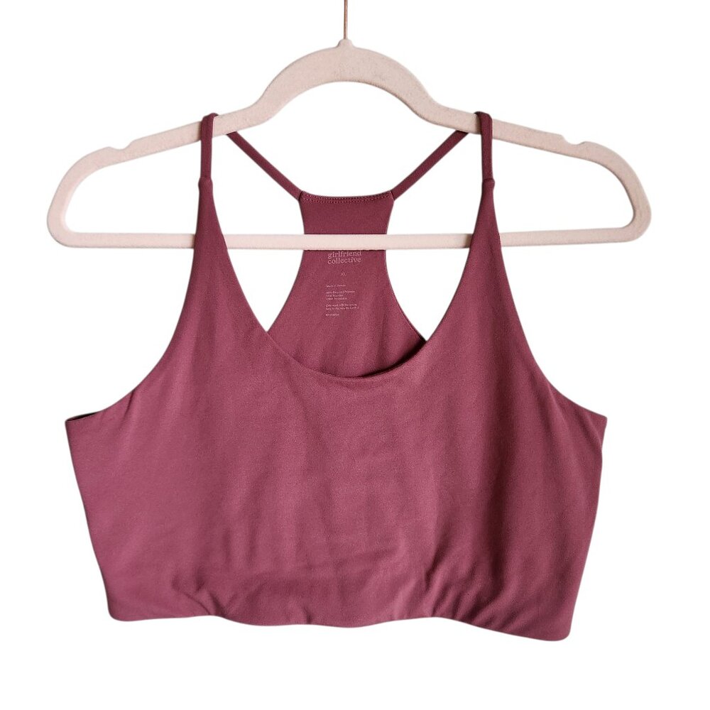 Girlfriend Collective Sports Bra XL Pink Red Mauve Pullover Wireless Racerback